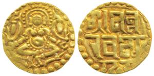 Paramaras of Malwa, Nara Varmana (1070-1086 AD), Gold 4 ½ Masha, 4g, obv. seated goddess L