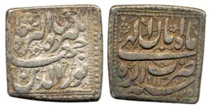 Jahangir (AH 1014-1037, 1605-1627 AD), Silver Square Rupee, Agra Mint, Month Aban, AH 1025