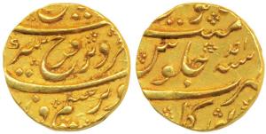 Farrukhsiyar, Gold Mohur, 10.86 g, Torgal Mint, RY Ahd (KM 390.33). Extremely Fine, Very R