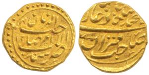 Muhammad Shah, Gold ½ Mohur, 5.48g, Sind Mint, RY 12 (KM D438.2). Extremely Fine, Extremel