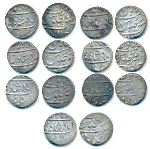 Ahmedabad Mint, Silver Rupee (7), in the name of Shah Alam II, RY 3, 4, 8, 13, 14 & 15, an