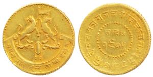 Gulab Singh, Gold Mohur, 11.05g, arms of the State on obv., Nagari legend and date VS 1975