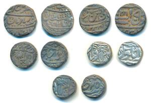 Silver Rupee (5), Awadh, Muhammadabad Banaras Mint, AH 1232/26, fish as mint mark; Chhatra