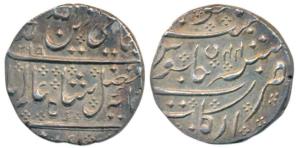 Arkat Mint, Silver Rupee, 11.37g, in the name of Shah Alam II, AH 1218/44 (re engraved dat