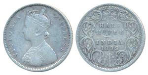 Victoria Empress, Silver ½ Rupee, 1899, Bombay Mint, A / I / ’B’ incuse, Inverted ’B’, (Pr