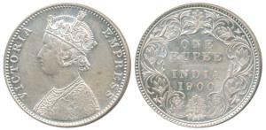 Victoria Empress, Silver Rupee, 1900, Bombay Mint, C2 / I / ’B’ incuse, Unlisted in Pridmo