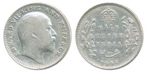 Edward VII, Silver ½ Rupee, 1906. Fine.