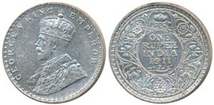 George V, Silver Rupee, 1911, Calcutta Mint, (Prid 207). Extremely Fine, Scarce.