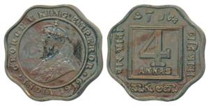George V, Cupro-Nickel Proof Restrike 4 Annas, 1919, Calcutta Mint, (SW 8.183). Within HM 