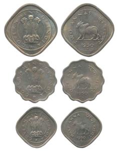 Cupro-Nickel set of 3, 2 Annas, Anna and ½ Anna, 1950. Nice toning, About Uncirculated, Sc