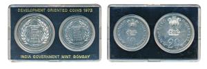 1973 Uncirculated Set, Grow More Food, set of 2, Rupees 10 and 20. Without outer cover and