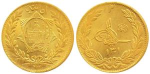 Afghanistan, Amanullah, Gold 2 Amanis (20 Rupees), 9.22g, SH 1301, (1922 AD) (KM 888). Ext