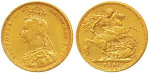 Australia, Victoria, Gold Sovereign, 8g, 1891, Jubilee head, ’M’ mint mark for Melbourne M