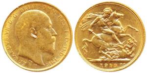 Australia, Edward VII, Gold Sovereign, 8g, 1910, ’P’ mint mark for Perth Mint, (KM 15). Ve
