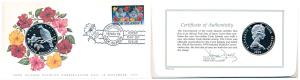 Cook Islands, Elizabeth II, Silver 5 Dollar, 27.3g, 1979, with postage stamp / First day c