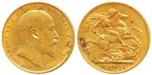 Great Britain, Edward VII, Gold Sovereign, 8g, 1904, (KM 805). Very Fine+, Rare.