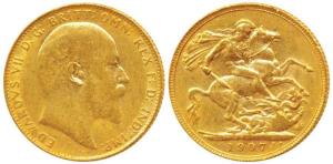 Great Britain, Edward VII, Gold Sovereign, 8g, 1907, (KM 805). Very Fine+, Rare.
