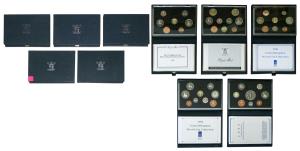 Great Britain, Elizabeth II, Proof Set (5), 5 Pounds to Penny, set of 8 coins, 1993; 2 Pou