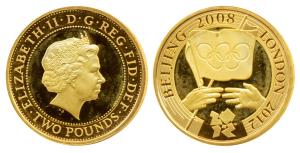 Great Britain, Elizabeth II, Gold 2 Pounds, 16g, London 2012 Olympic Games Handover Ceremo