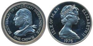 Isle of Man, Elizabeth II, Silver Crown, 28.28g, 1976, Bicentenary of American Independenc