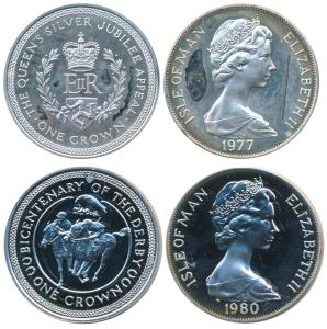 Isle of Man, Elizabeth II, Silver Crown, 28.5g, 1977, The Queen’s Silver Jubilee Appeal (a