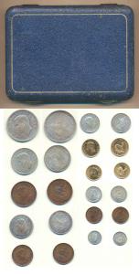South Africa, George VI, Proof set, Gold Pound and ½, Silver Crown to Bronze Farthing, 195