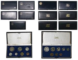 South Africa, Uncirculated Sets (11), Silver Rand, Nickel 50, 20, 10 and 5 Cents, Bronze 2