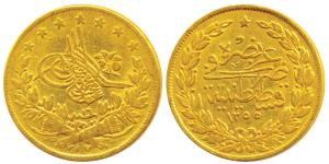 Turkey, Ottoman Empire, Abdul Mejid, Gold 100 Kurush, 7.21g, Qustantînîya (Constantinople)