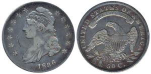 United States of America, Silver 50 Cents / ½ Dollar, 13.23g, 1836, obv. bust of Liberty (
