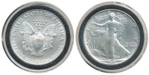 United States of America, Silver Dollar, 31.1g, 1991, Walking Liberty, (KM 273). Mint Stat