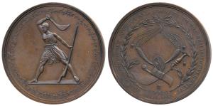 East India Company Medal for the Coorg Rebellion 1837, Bronze, a Coorg holding a musket wi