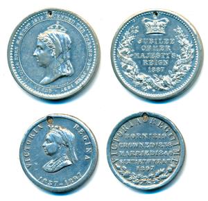 Golden Jubilee and Diamond Jubilee of Queen Victoria, White Metal (2), 1887 and 1897, the 