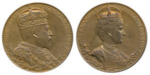 Edward VII Coronation Medal, Copper, 80.55g, bust of the Emperor to right on obv., bust of