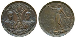 Edward VII Coronation Medal, Copper, 38.45g, obv. Edward VII and Queen Alexandra within an
