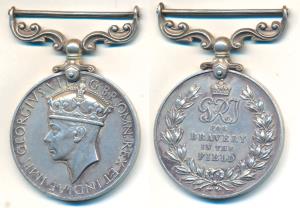 Military Medal, George VI, Silver, unnamed, crowned royal cipher and ’For Bravery in the F