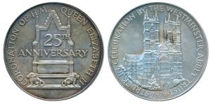 25th Anniversary of the Coronation of Queen Elizabeth II, Silver Medal, 88.5g, rev. struck