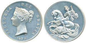 Silver Medal, 35.51g, Victoria Young Head with date 1879, rev. St. George slaying a dragon