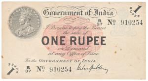 George V, Rupee 1, 1st issue, 1917, signed M. M. S. Gubbay, (J&R 1.1A). Very Fine, Scarce.