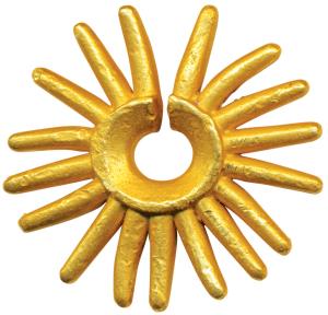 Ancient Gold Jewellery (c. 100-300 AD), 32.34g, a large circular rayed ear ornament with s
