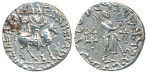 Indo-Scythians, Azes II, Silver Tetradrachm, 9.53g, obv. king mounted on a horse to right,