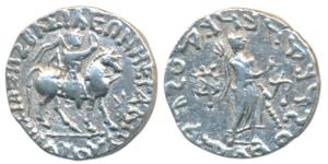 Indo-Scythians, Azes II, Silver Tetradrachm, 9.28g, obv. king mounted on a horse to right,