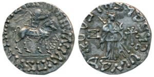 Indo-Scythians, Azes II, Silver Tetradrachm, 9.29g, obv. king mounted on a horse to right,