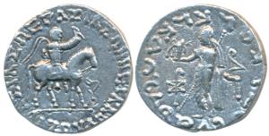Indo-Scythians, Azes II, Silver Tetradrachm, 9.25g, obv. king mounted on a horse to right,