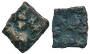 Satavahanas, Chimuka, Andhra Region, Copper Unit, 1.81g, obv. an elephant running to right