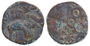 Satavahans, Sri Pulumavisa (78-114 AD), Lead Unit, 3.35g, obv. elephant walking to right w