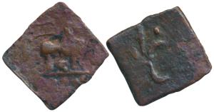 Western Kshatrapas, Kshaharata Family, Nahapana (c. 53-78 AD), Copper Fraction, 0.34g, Jun