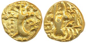 Karkotakas of Kashmir, Pratapaditya II (c. 5th century AD), Base Gold Dinar, 7.34g, obv. s
