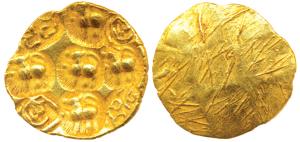 Chalukyas of Kalyana, Jayasimha II Jagadekamalla (1015-1043 AD), Gold Pagoda, 3.84g, Punch