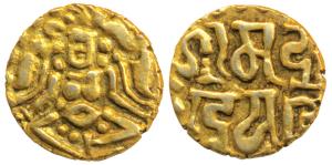 Kalachuris of Tripuri, Gangeya Deva, Gold Masha, 0.95g, obv. goddess Lakshmi seated, rev. 
