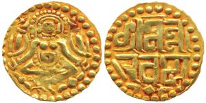 Paramaras of Malwa, Nara Varmana (1070-1086 AD), Gold 4 ½ Masha, 4.04g, obv. seated goddes